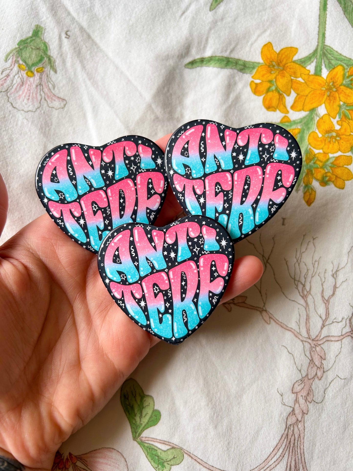 Fuck TERFs Heart Buttons