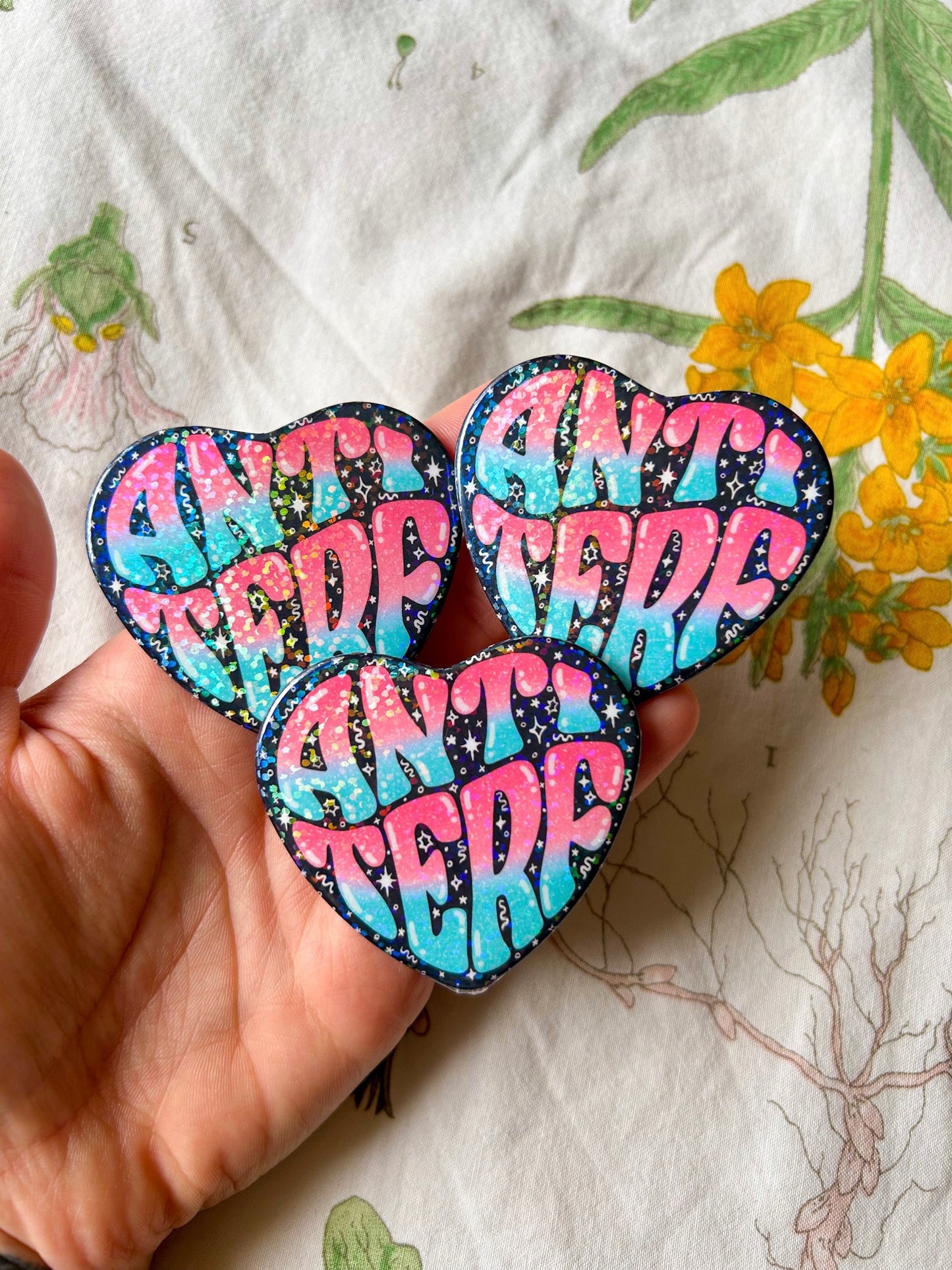 Fuck TERFs Heart Buttons