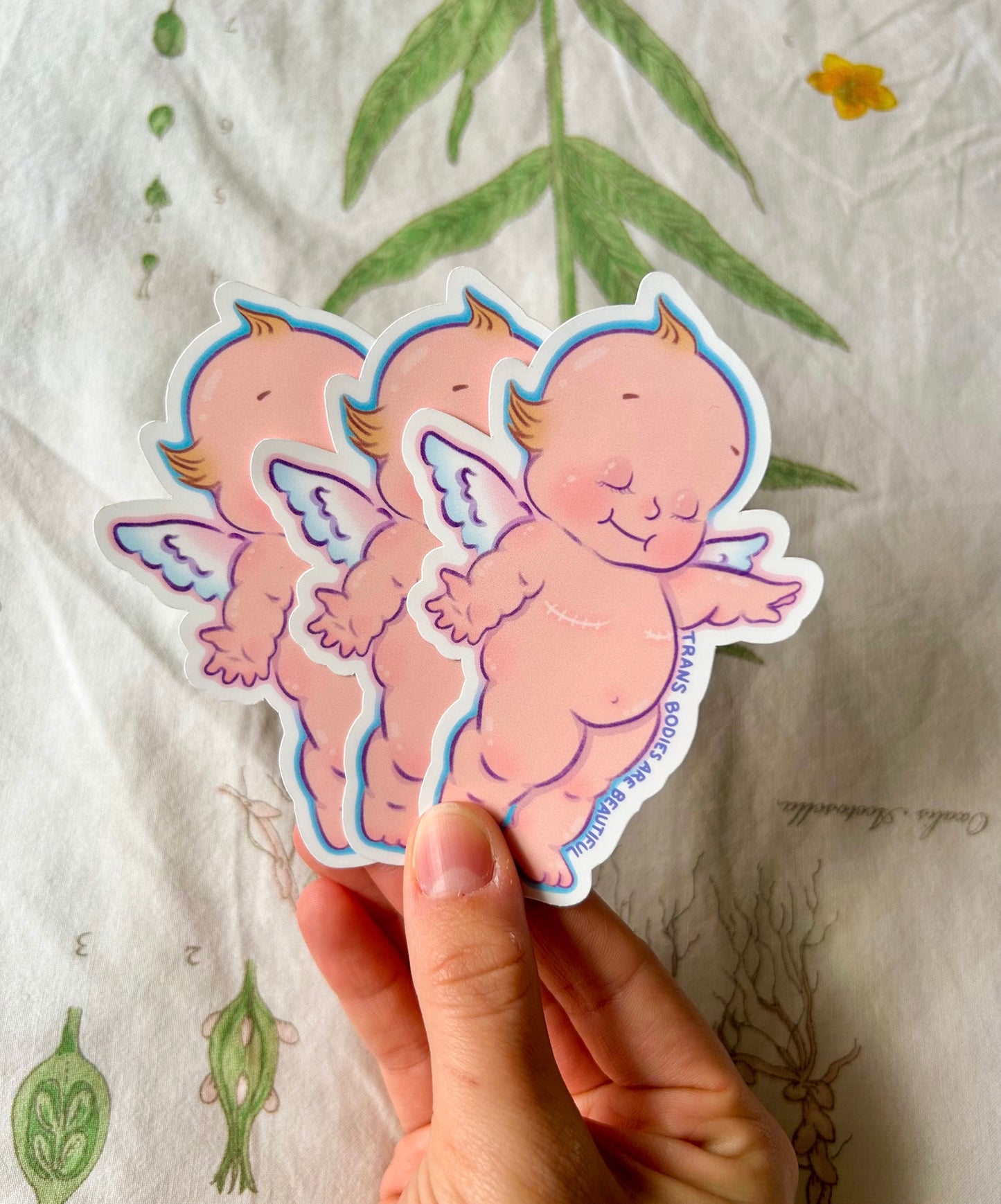 Trans Bodies are Beautiful // Top Surgery Kewpie Doll Sparkle Sticker