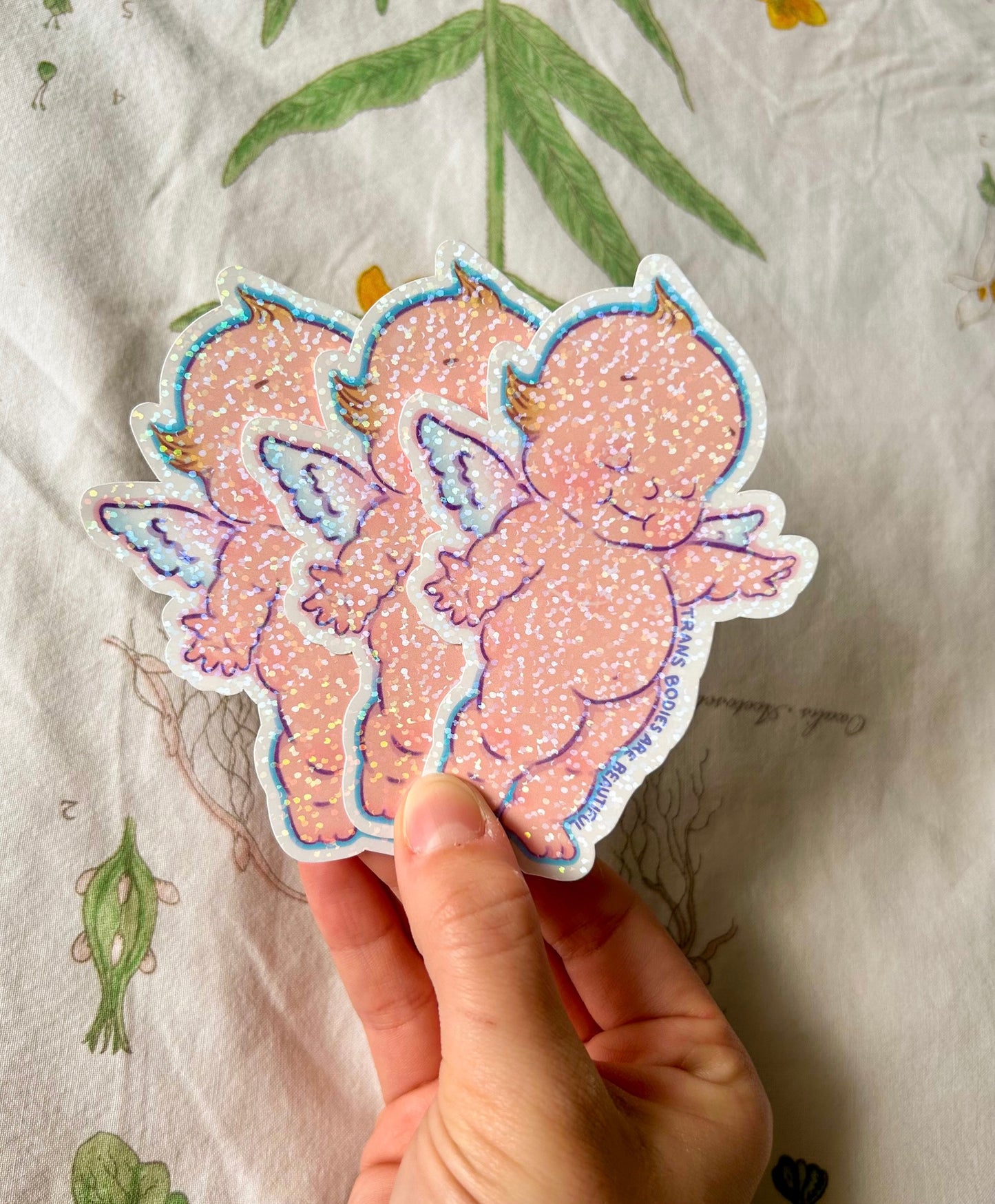Trans Bodies are Beautiful // Top Surgery Kewpie Doll Sparkle Sticker