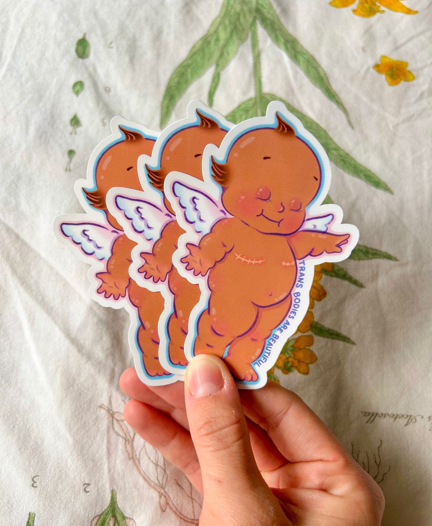 Trans Bodies are Beautiful // Top Surgery Kewpie Doll Sparkle Sticker
