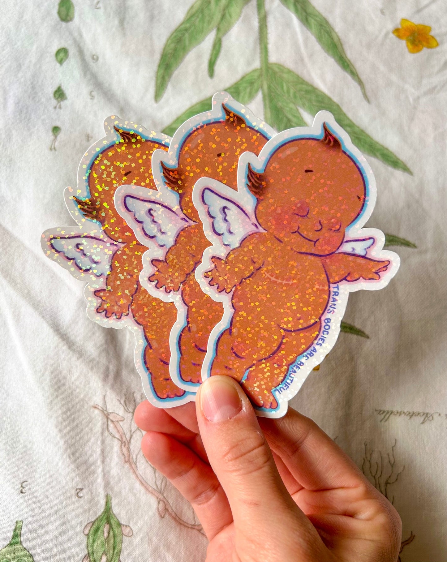 Trans Bodies are Beautiful // Top Surgery Kewpie Doll Sparkle Sticker