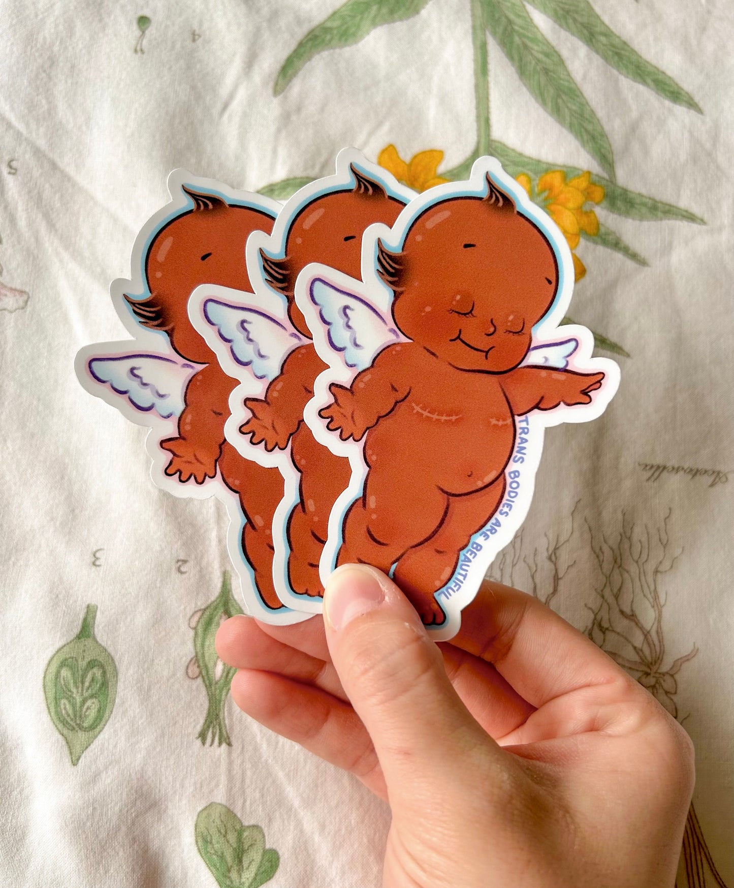 Trans Bodies are Beautiful // Top Surgery Kewpie Doll Sparkle Sticker
