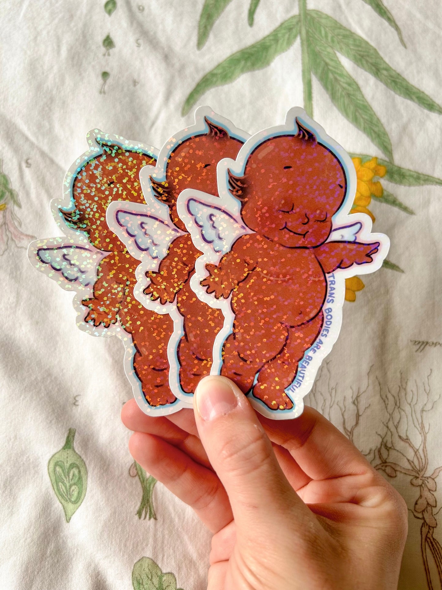 Trans Bodies are Beautiful // Top Surgery Kewpie Doll Sparkle Sticker