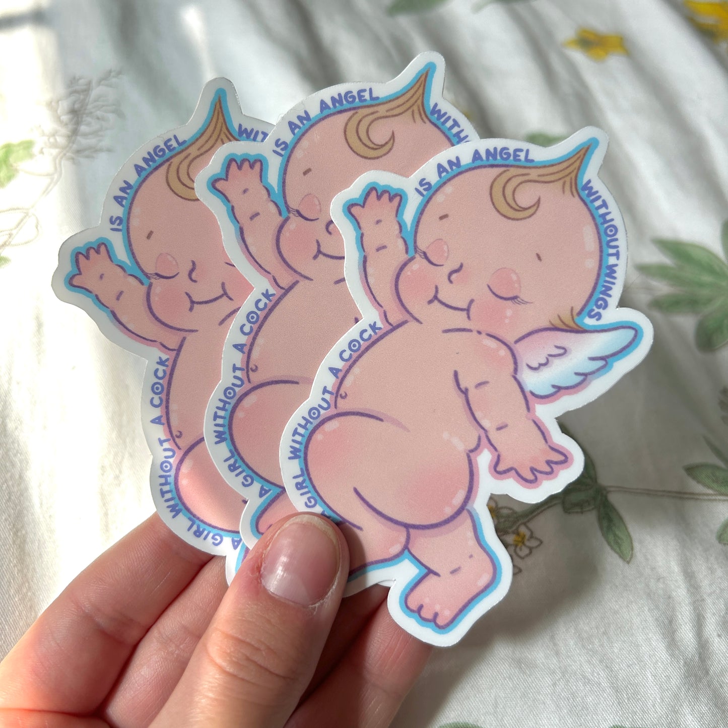 Trans Kewpie Doll Sticker // A Girl Without a Cock is an Angel without Wings