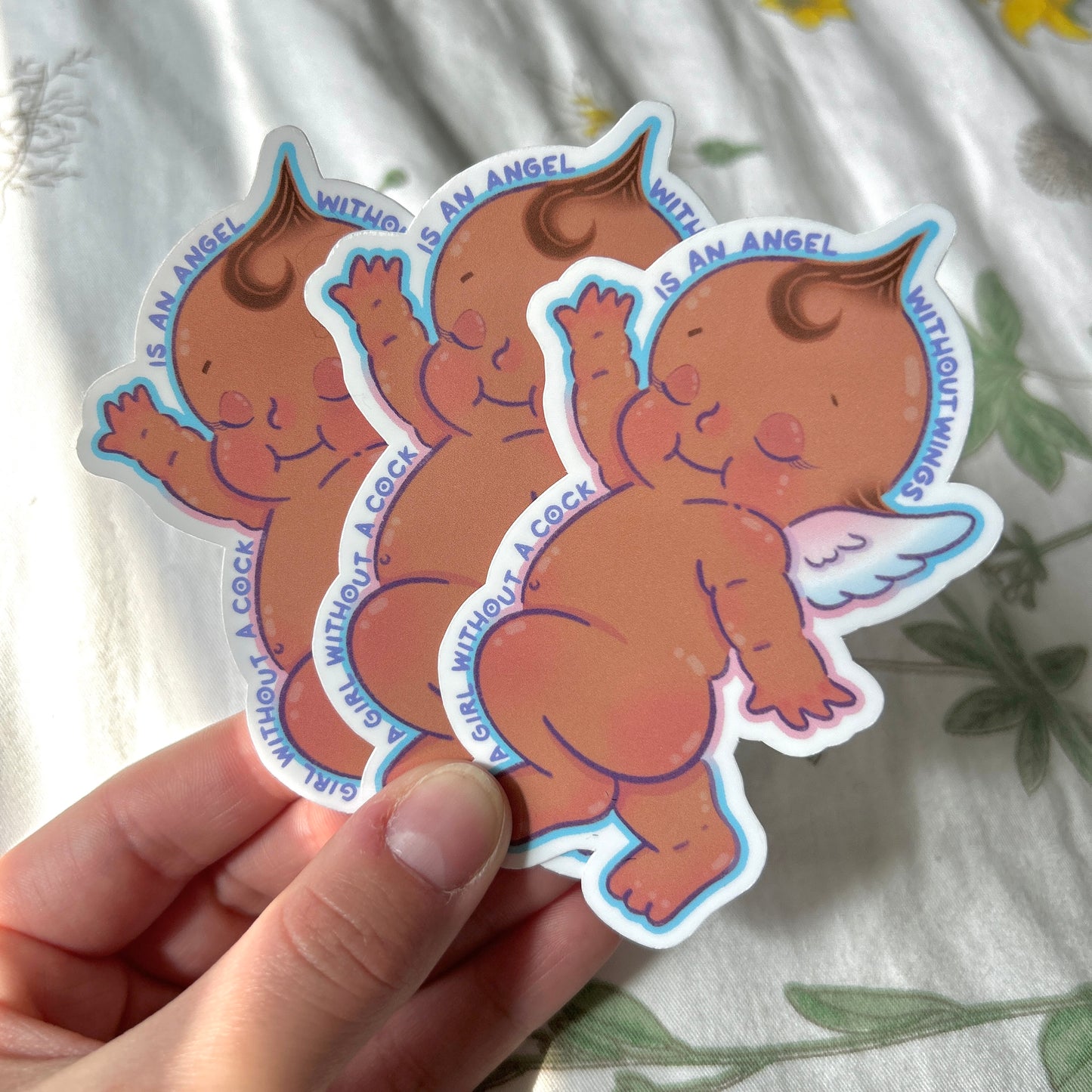 Trans Kewpie Doll Sticker // A Girl Without a Cock is an Angel without Wings