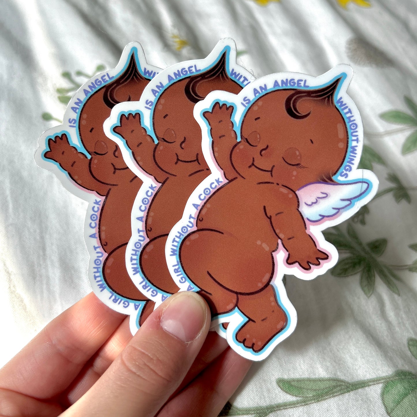 Trans Kewpie Doll Sticker // A Girl Without a Cock is an Angel without Wings