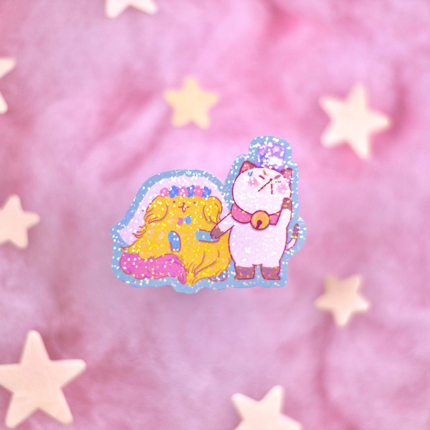 Puppycat and Sticky Wedding Sticker