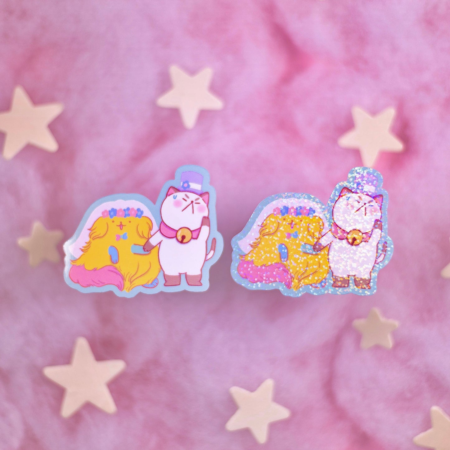Puppycat and Sticky Wedding Sticker