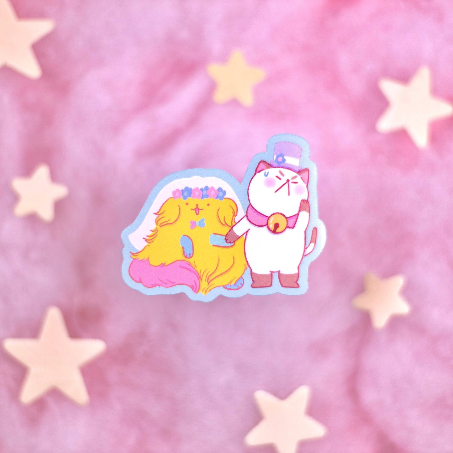 Puppycat and Sticky Wedding Sticker