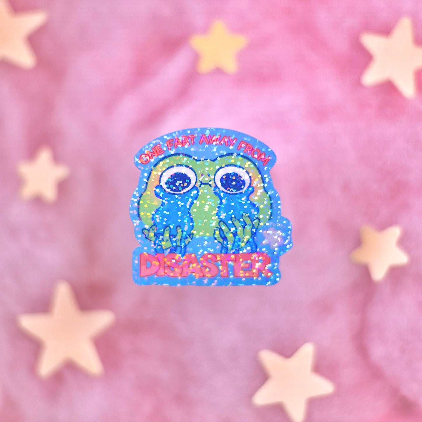 One Fart Away from Disaster Frog Sticker