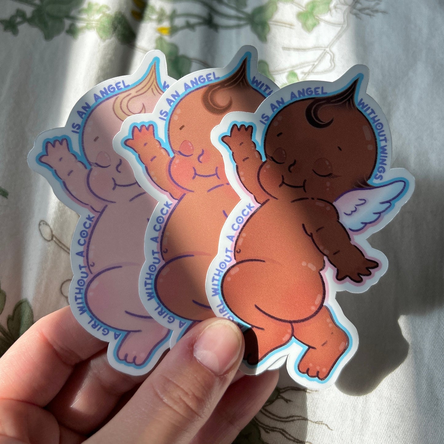 Trans Kewpie Doll Sticker // A Girl Without a Cock is an Angel without Wings