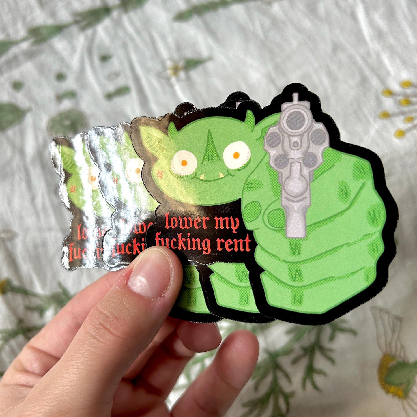 Lower my Fucking Rent Goblin Sticker