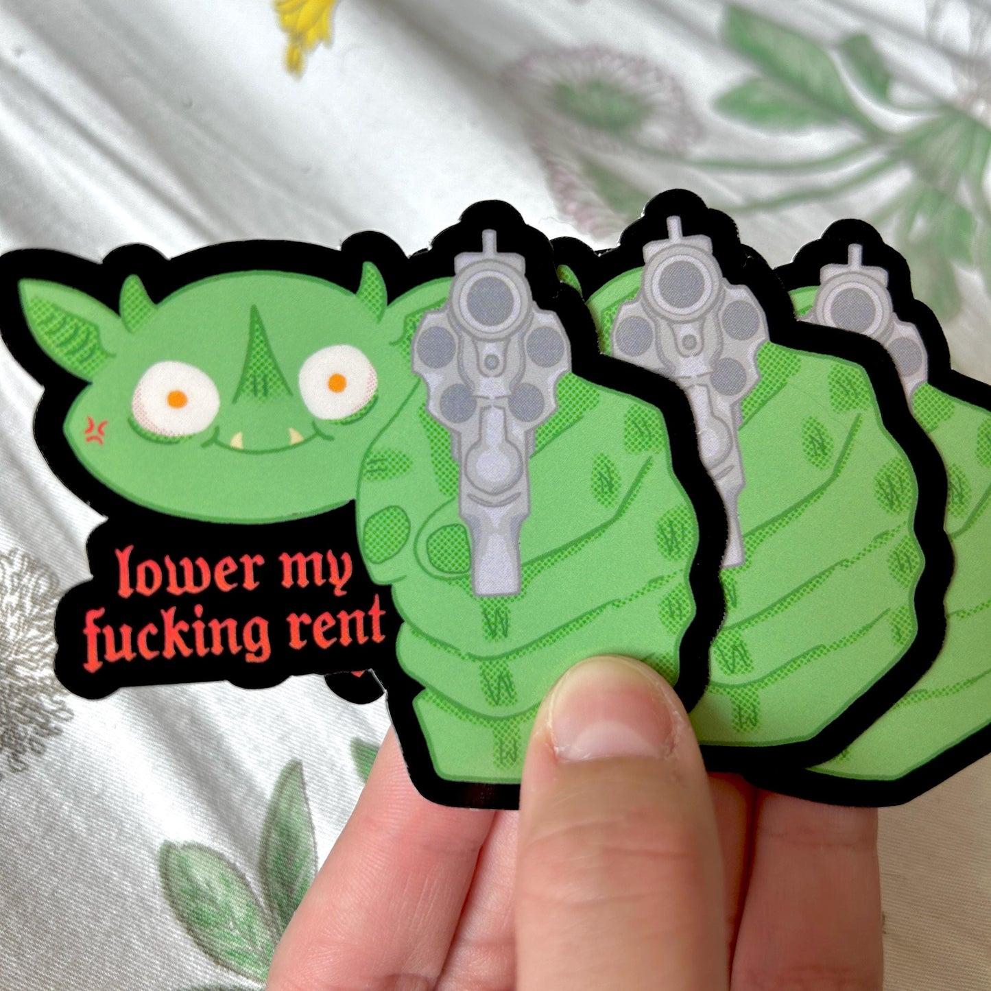 Lower my Fucking Rent Goblin Sticker