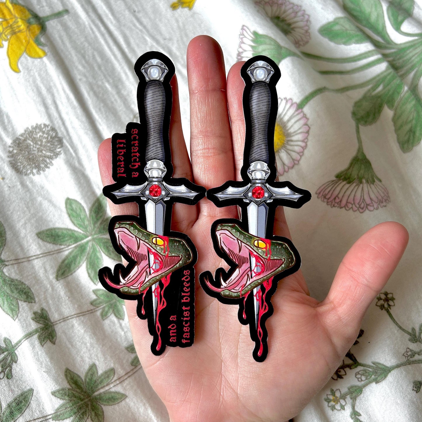 Sword and Snake "Scratch a Liberal and a Fascist Bleeds" Sticker