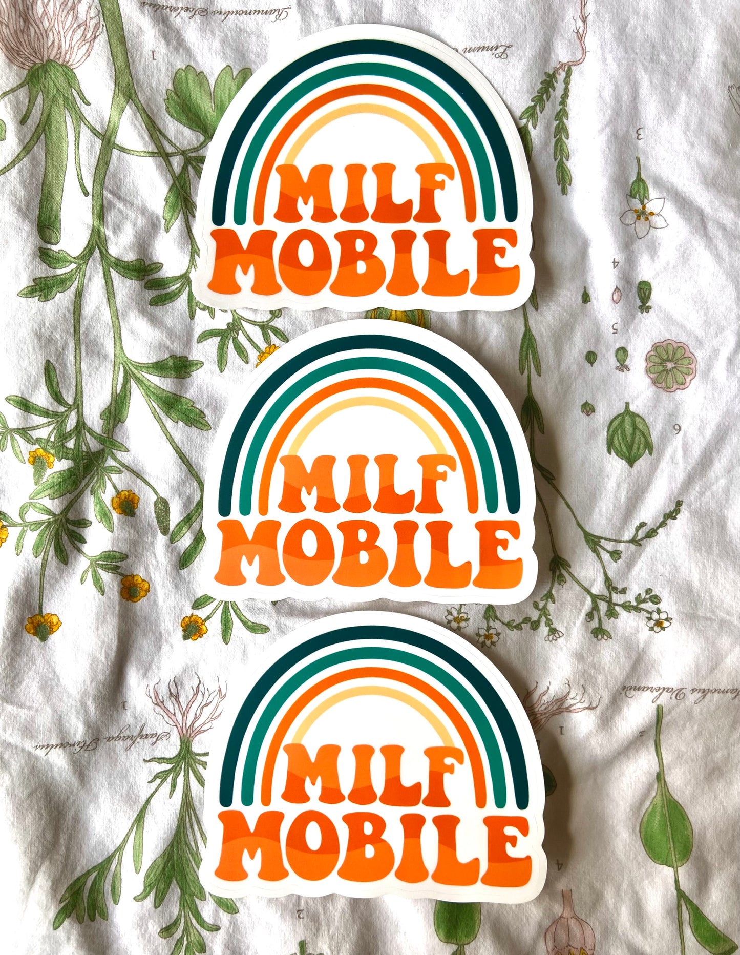 Orange and Teal Milf Mobile Bumper Sticker and Magnet
