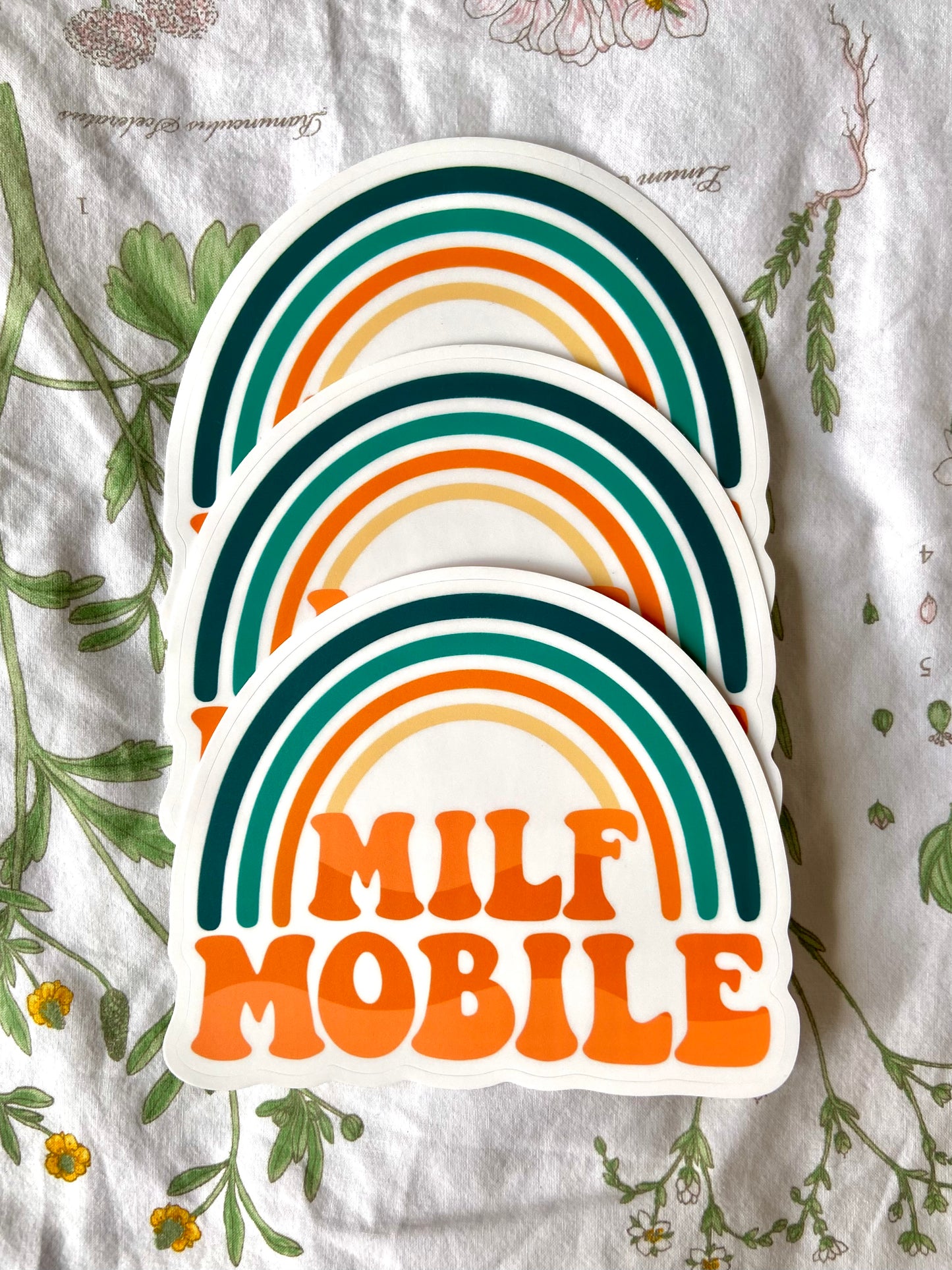 Orange and Teal Milf Mobile Bumper Sticker and Magnet
