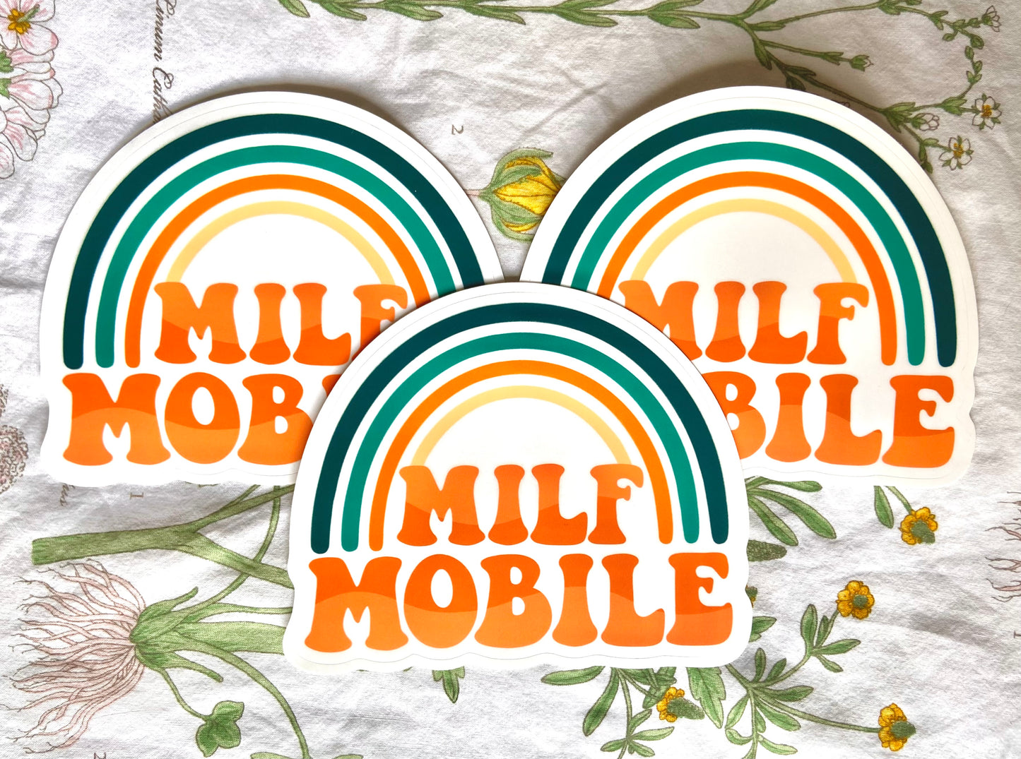 Orange and Teal Milf Mobile Bumper Sticker and Magnet