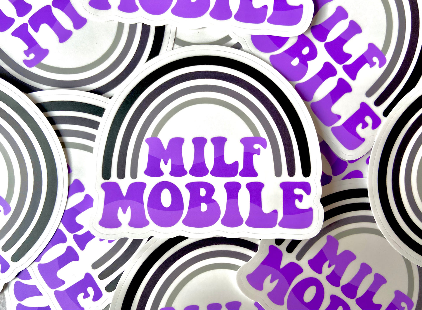 Purple and Black Milf Mobile Bumper Sticker and Magnet