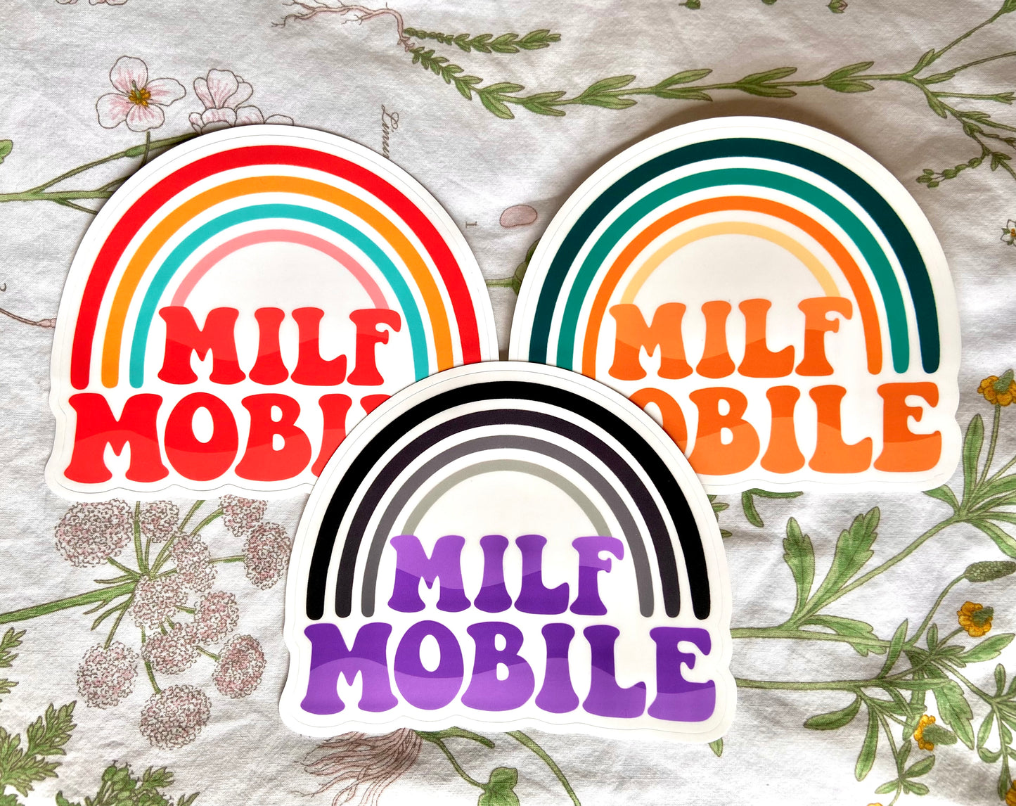 Orange and Teal Milf Mobile Bumper Sticker and Magnet