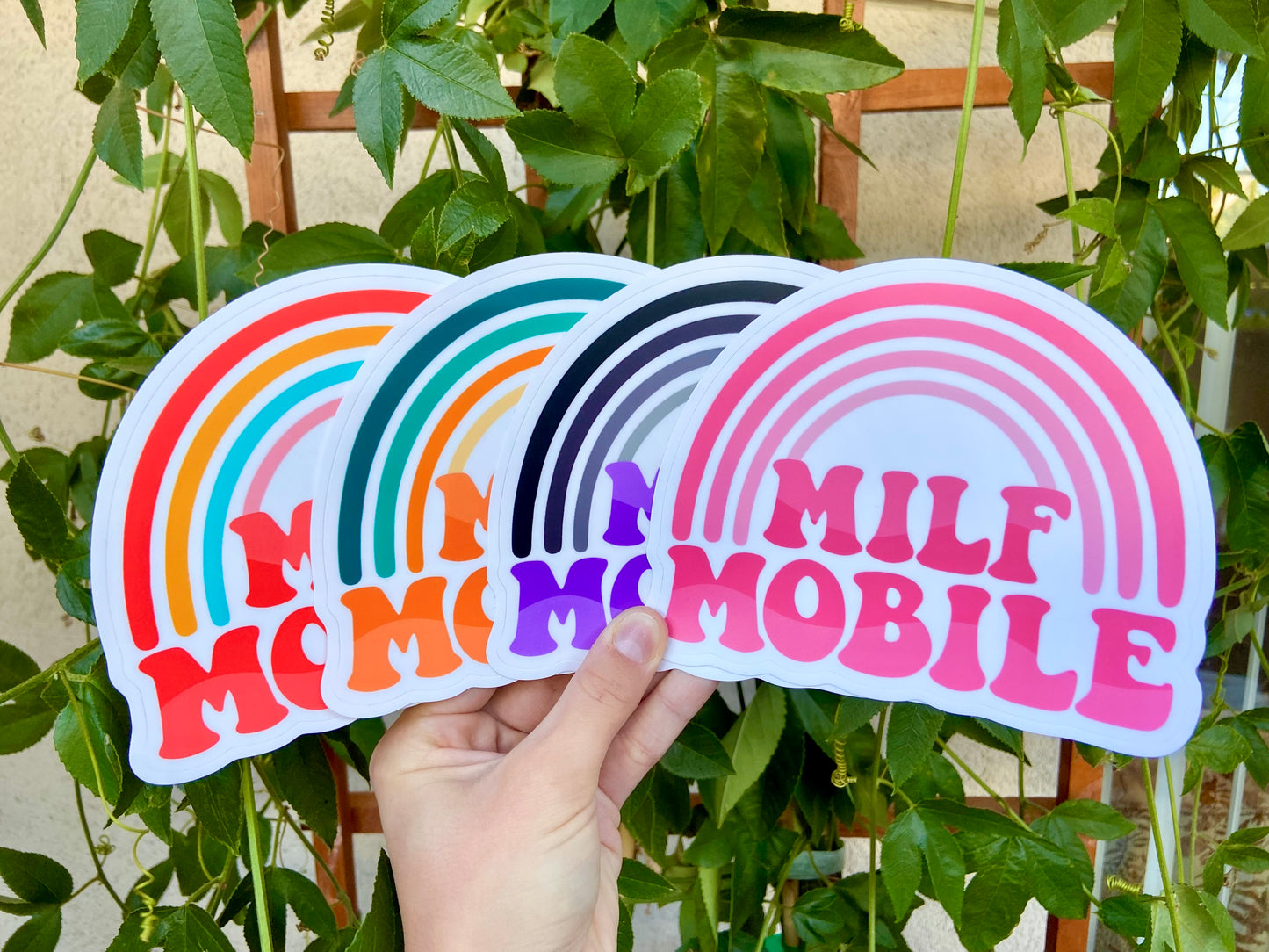 Orange and Teal Milf Mobile Bumper Sticker and Magnet