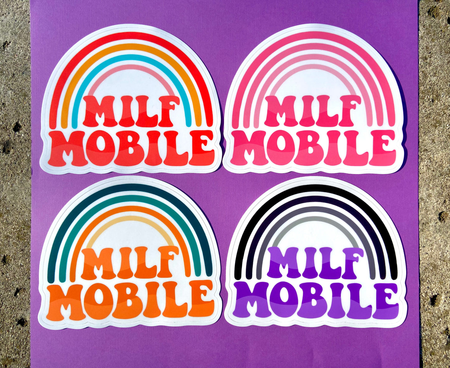 Orange and Teal Milf Mobile Bumper Sticker and Magnet