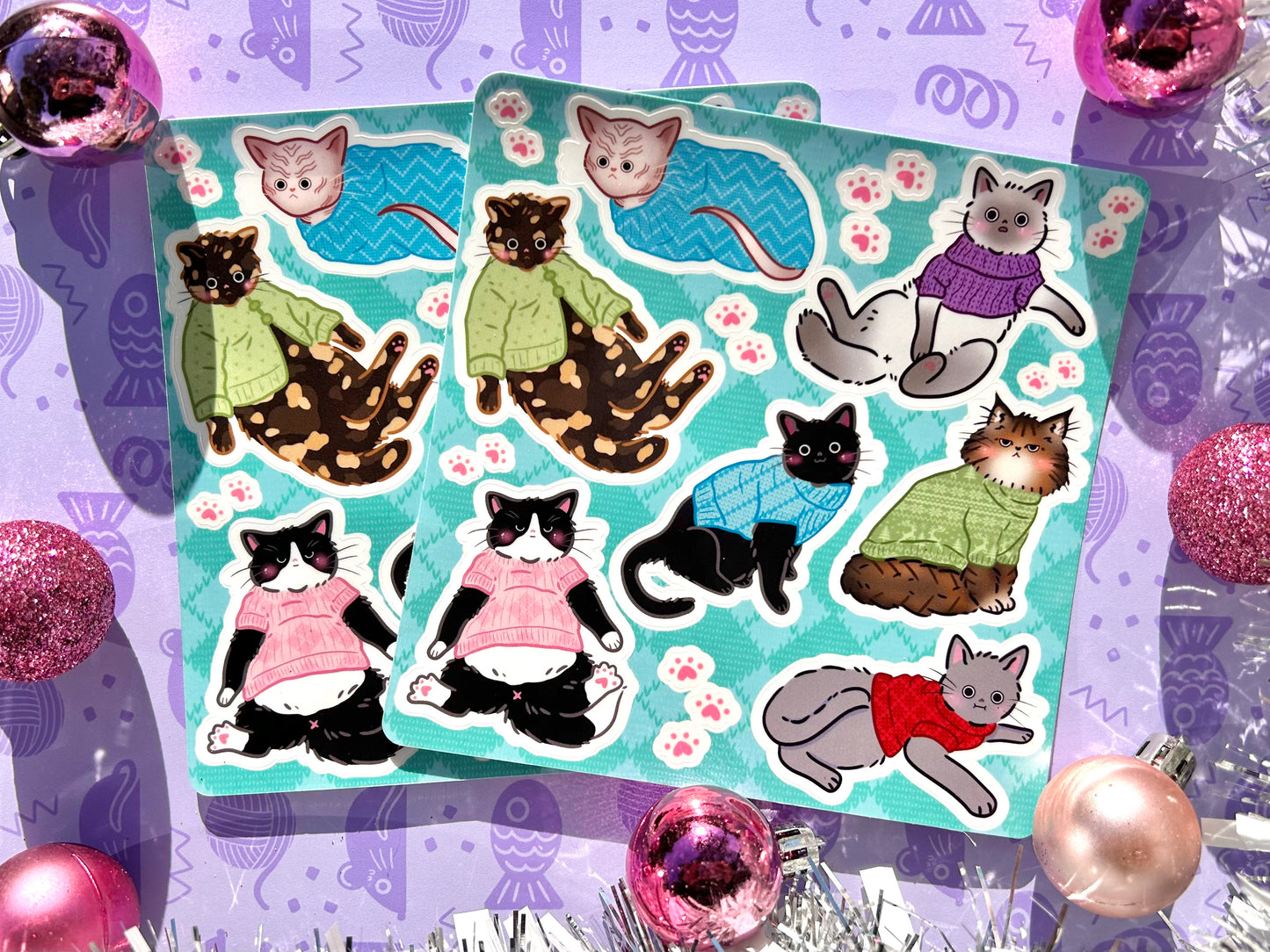 Cats in Sweaters Sticker Sheet