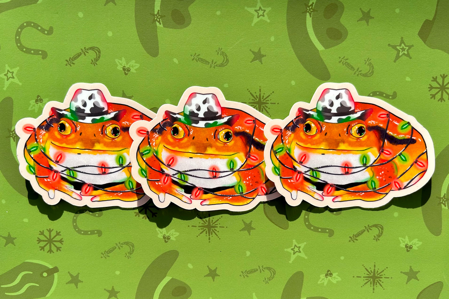 Christmas Cowboy Tomato Frog Sticker
