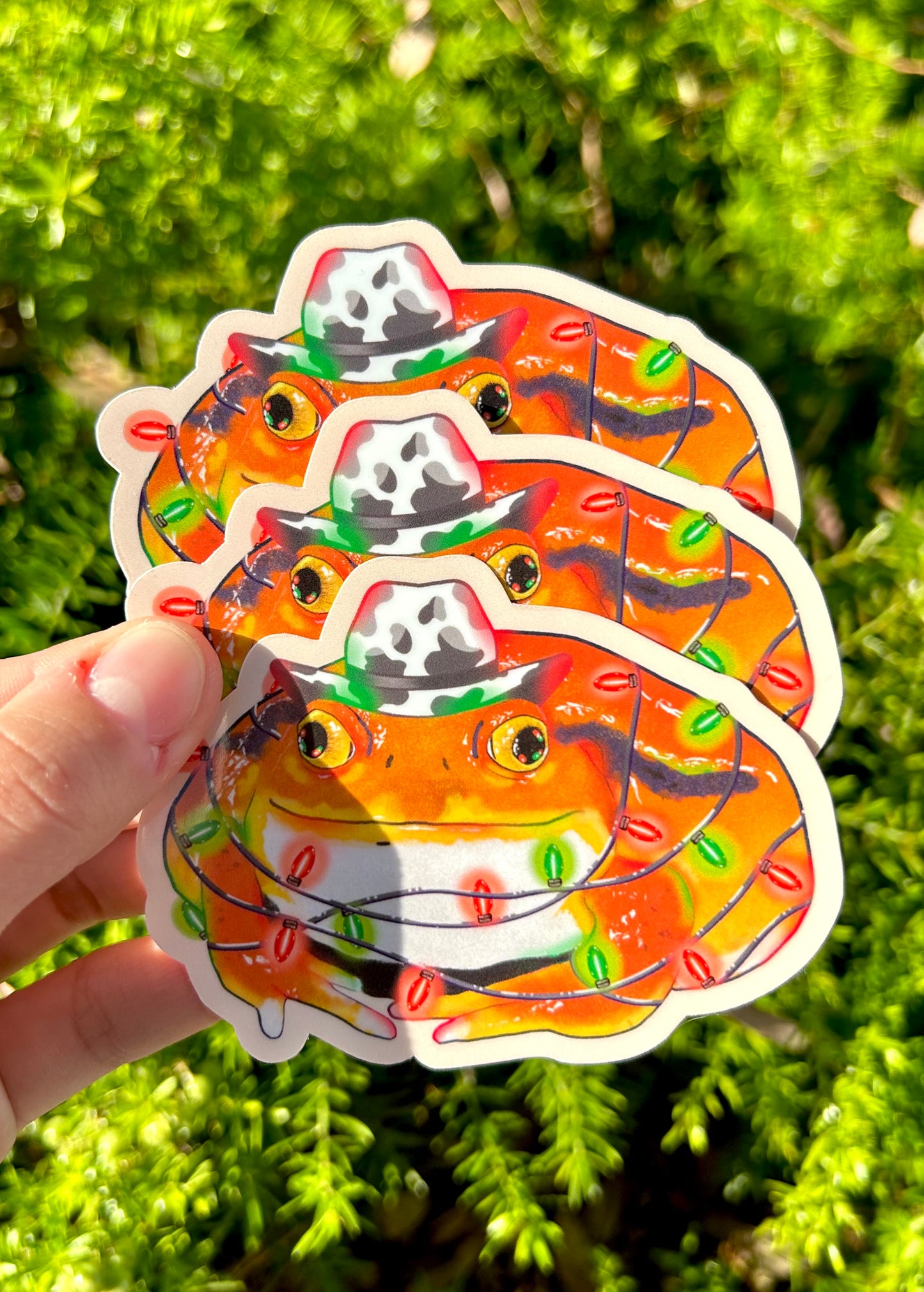 Christmas Cowboy Tomato Frog Sticker