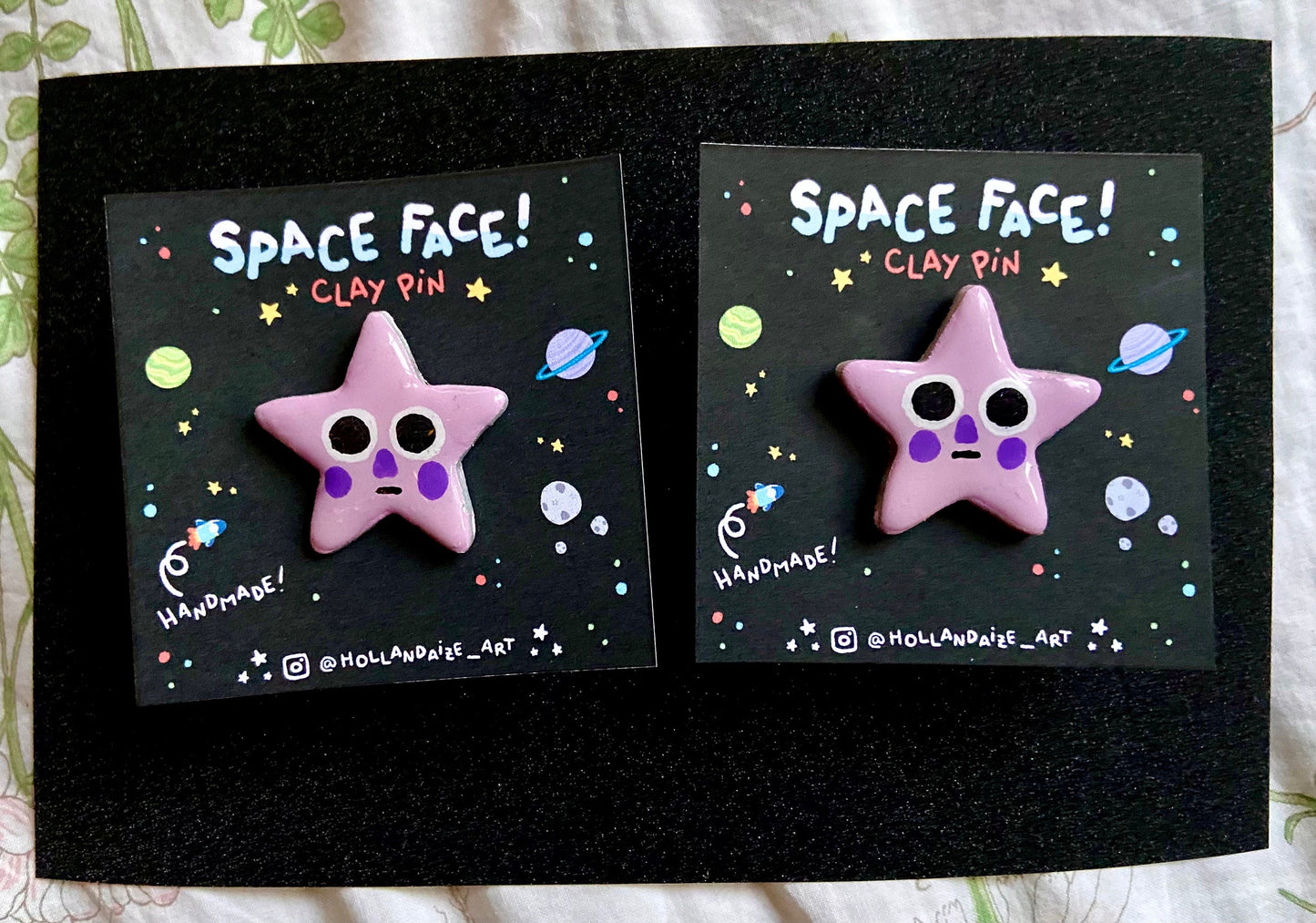 Space Face Clay Pins
