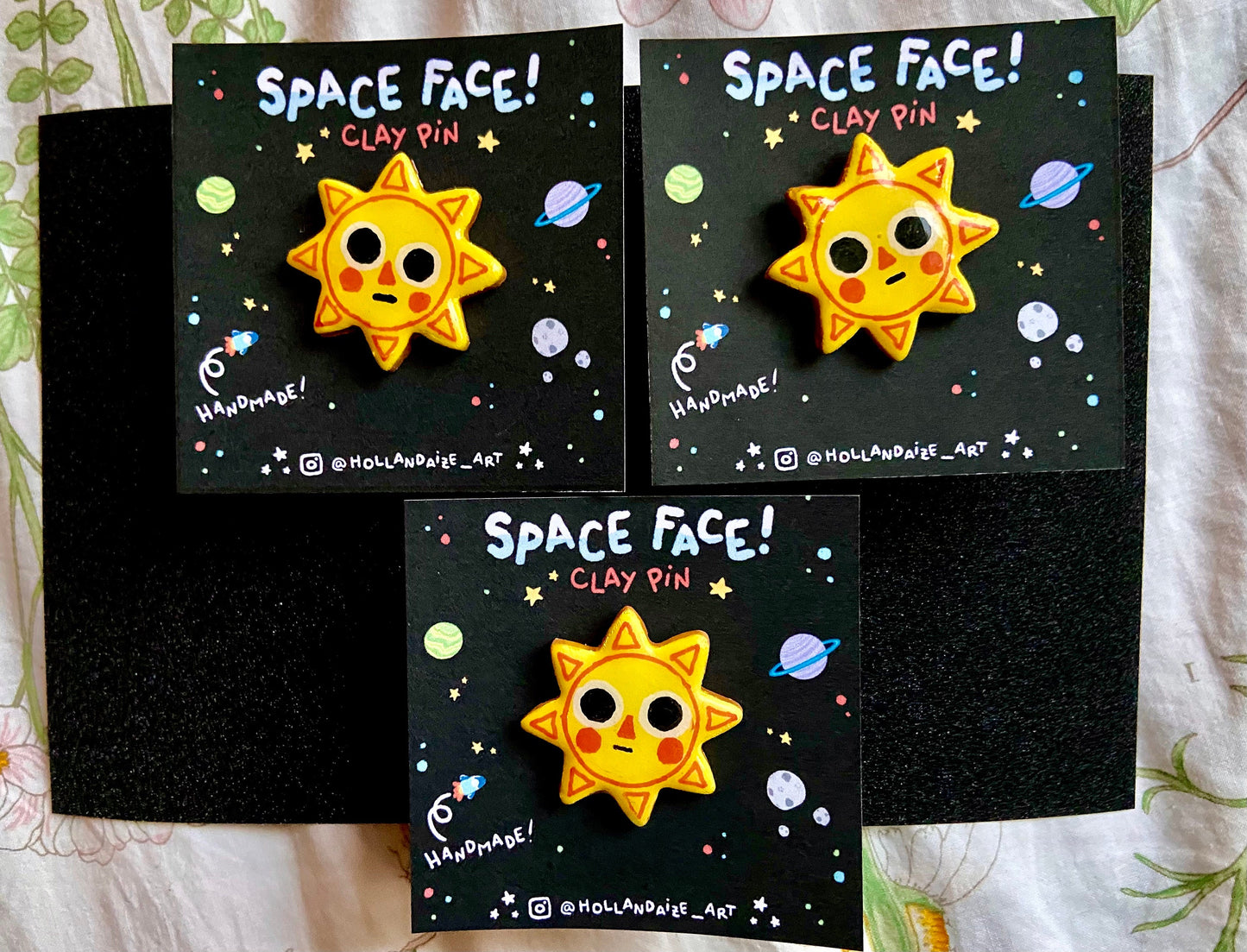 Space Face Clay Pins