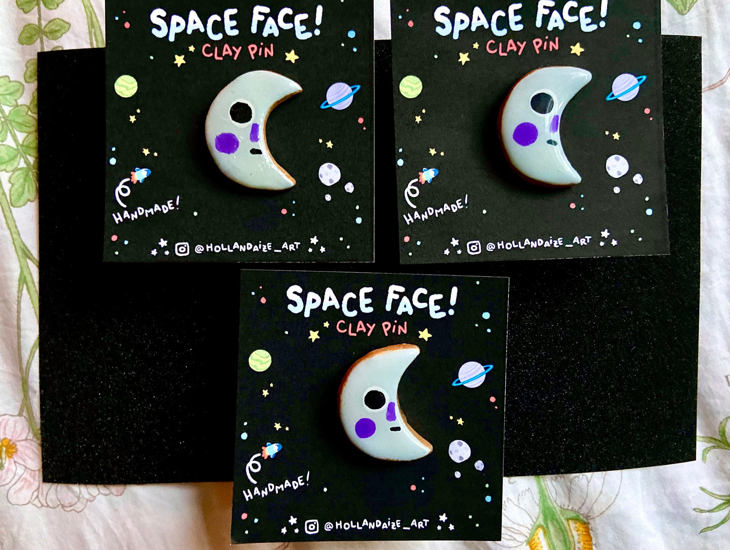 Space Face Clay Pins