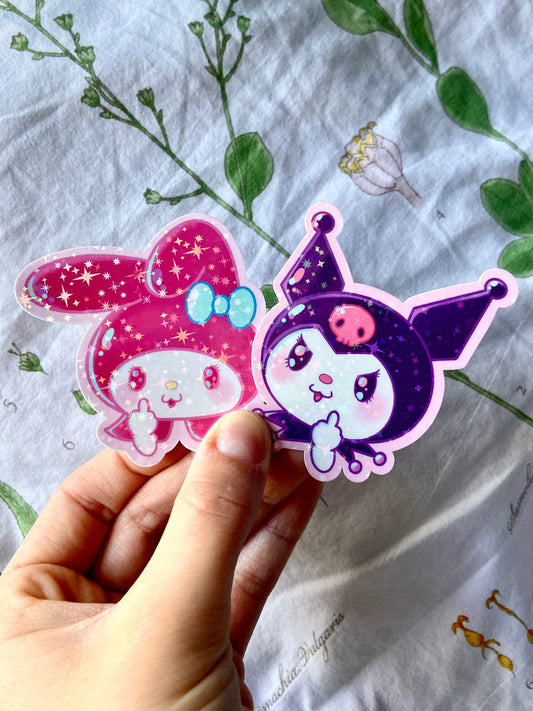 Kuromi and My Melody Sparkly Sanrio Stickers