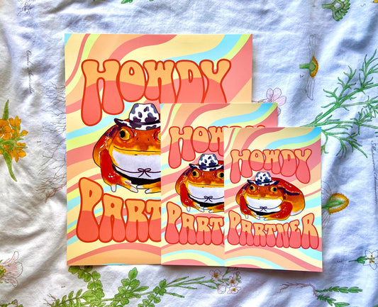 "Howdy Partner" Cowboy Tomato Frog Art Print