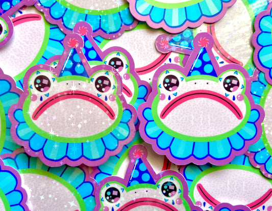 Sad Clown Frog Sparkle Stickers