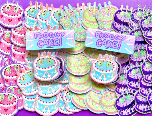 Mini Froggy Cake Sparkle Sticker Packs