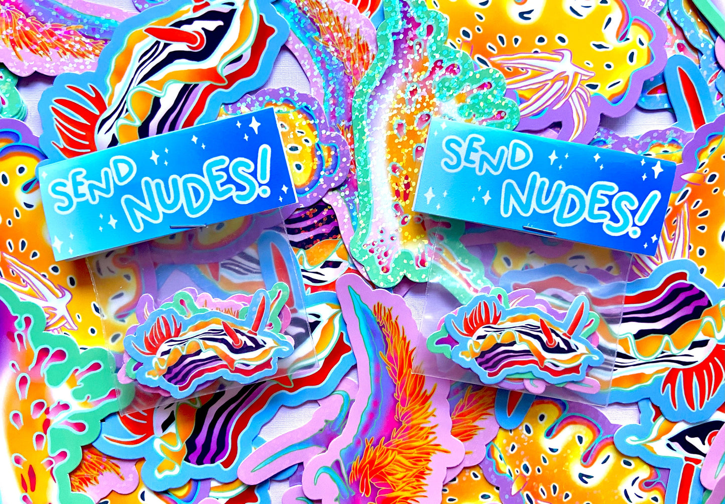 Mini Nudibranch Sea Slug Sparkle Sticker