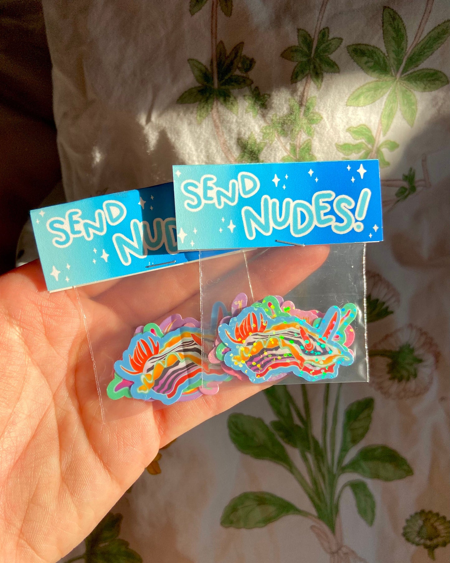 Mini Nudibranch Sea Slug Sparkle Sticker