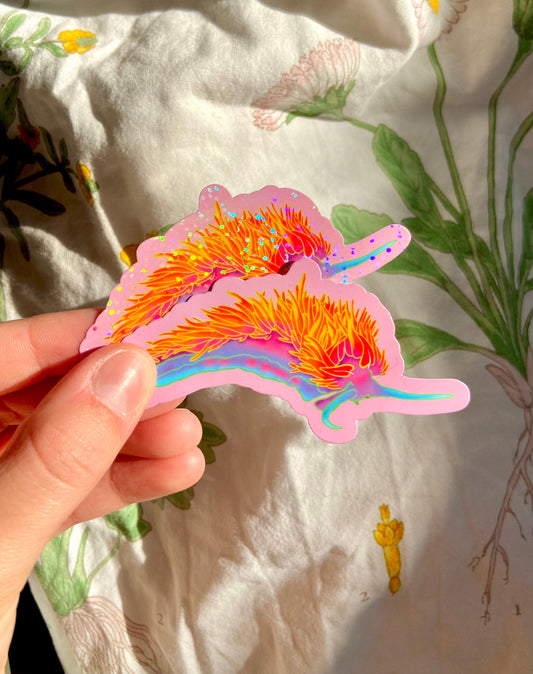 Nudibranch Sea Slug Sparkle Sticker