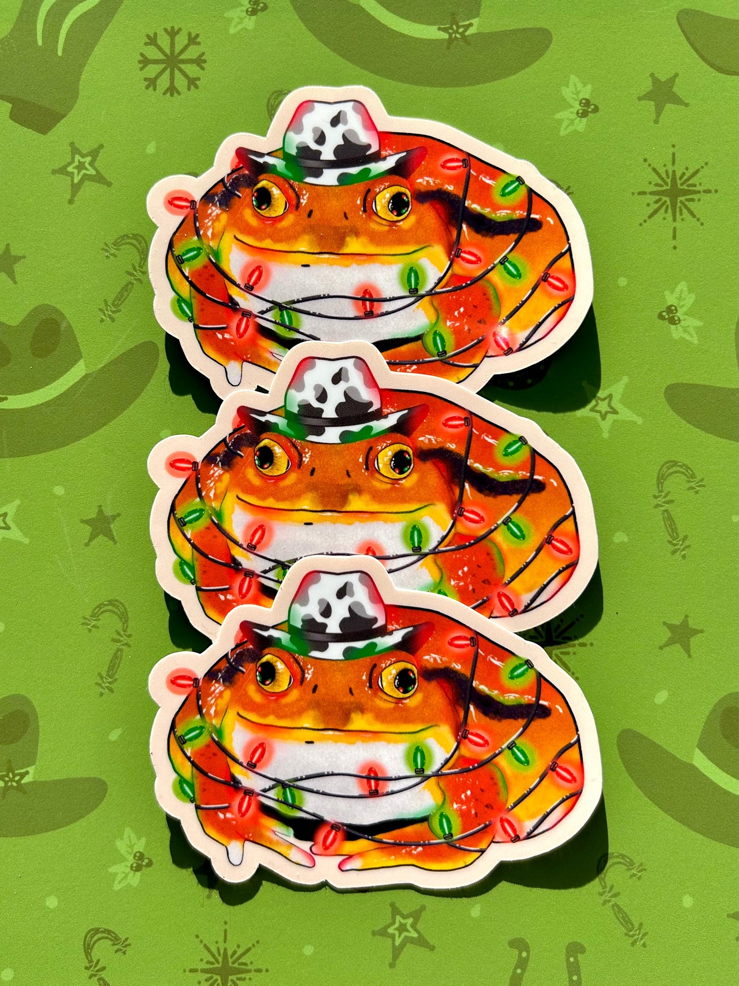 Christmas Cowboy Tomato Frog Sticker