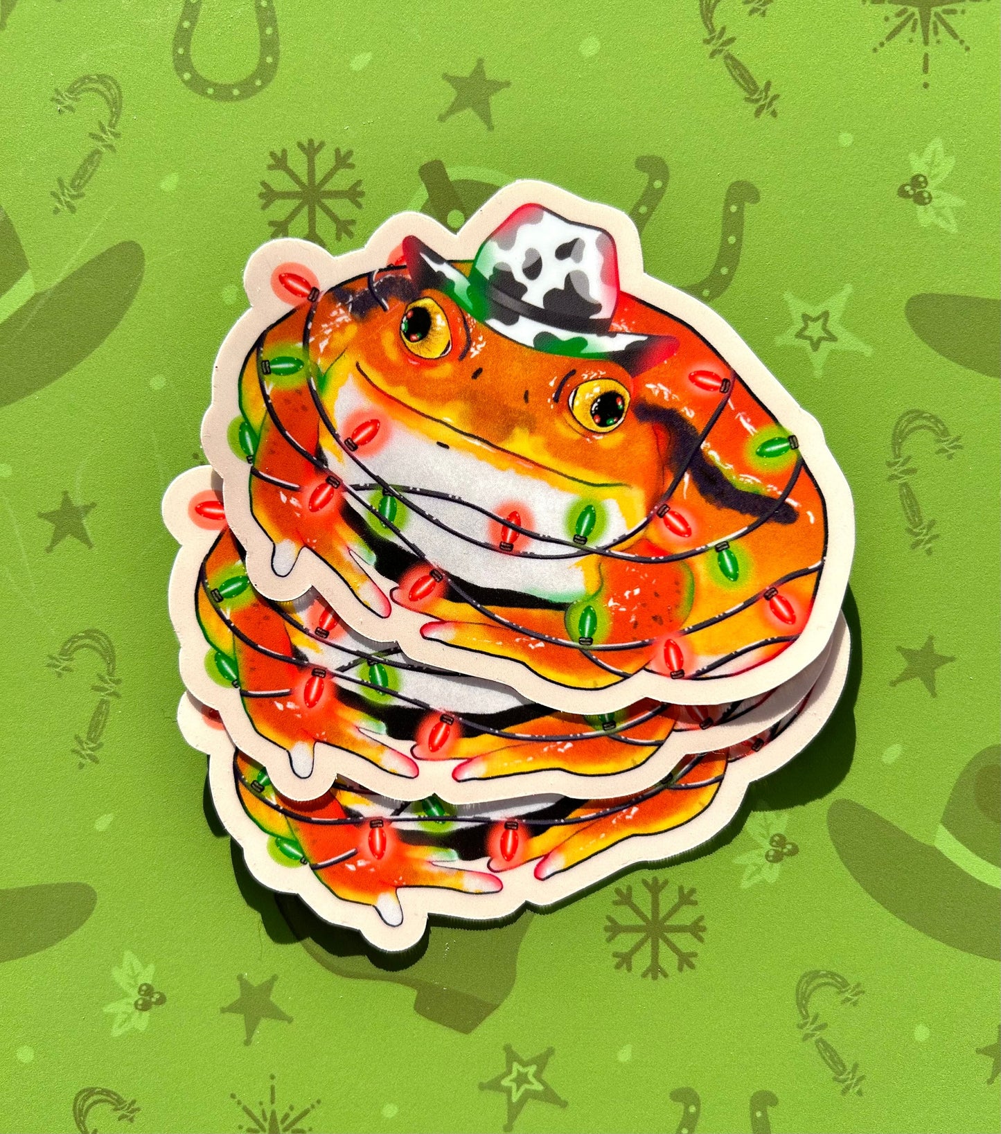 Christmas Cowboy Tomato Frog Sticker