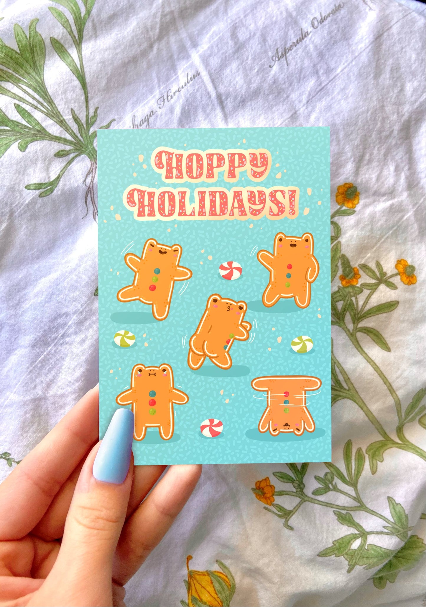 Hoppy Holidays Frog Gingerbread Christmas Card