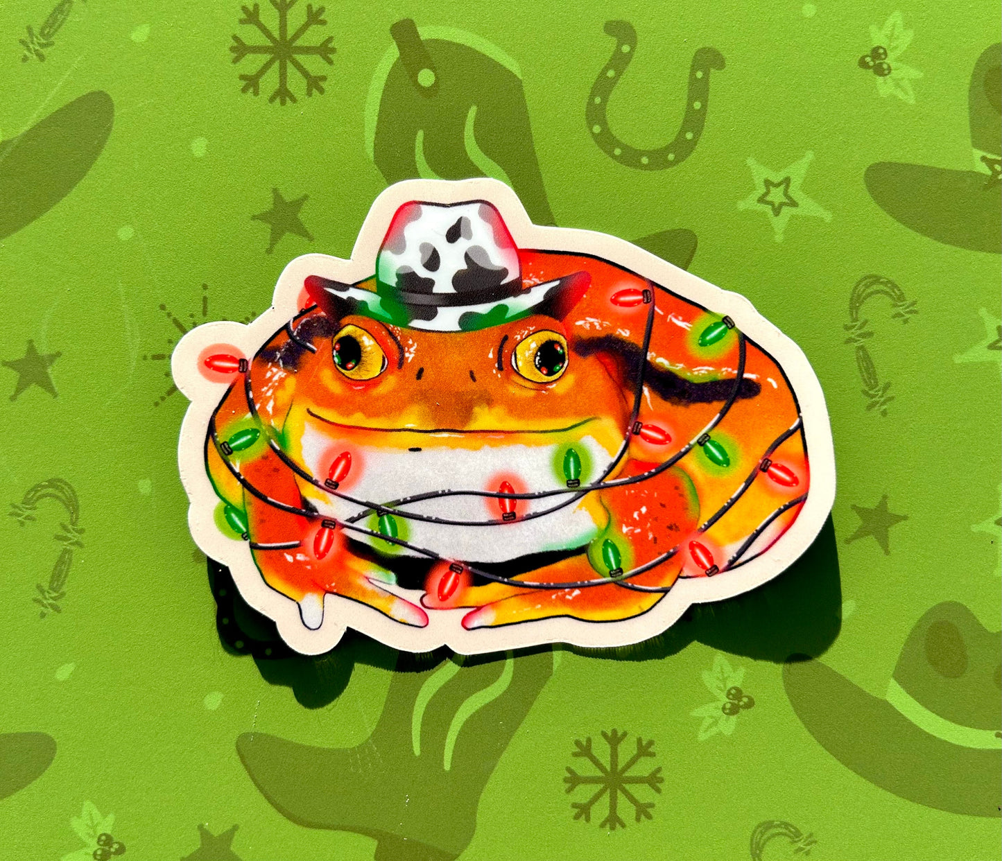 Christmas Cowboy Tomato Frog Sticker