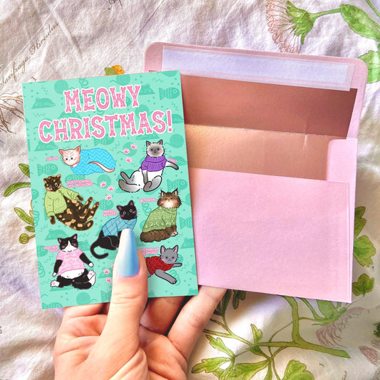 Meowy Christmas Kitty Cat Holiday Card