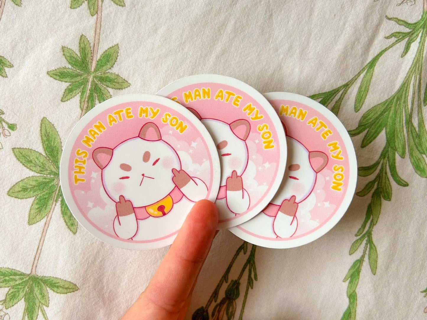 This Man Ate My Son Puppycat Sparkle Sticker