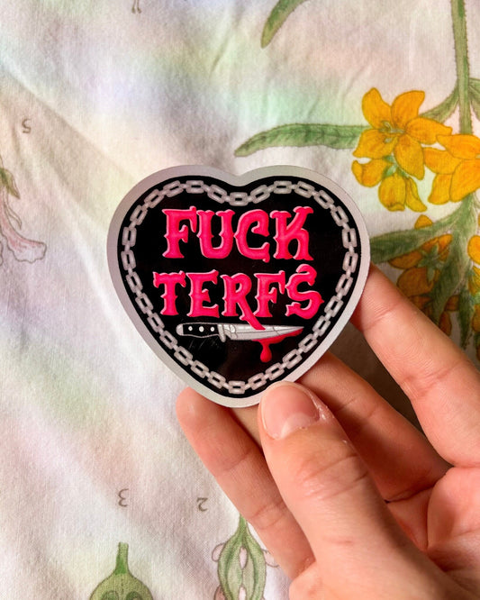 Fuck TERFs Heart Sticker