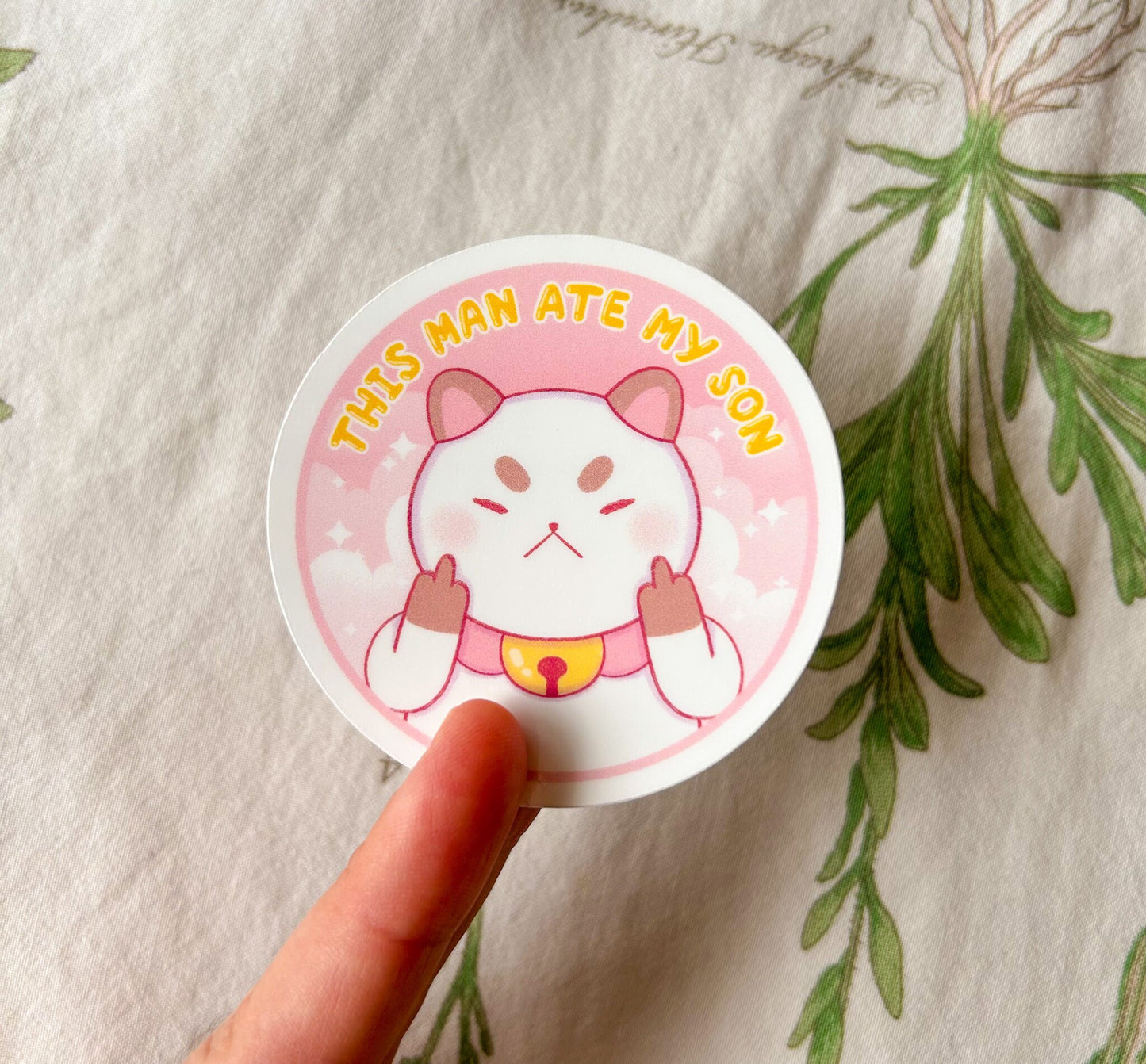 This Man Ate My Son Puppycat Sparkle Sticker