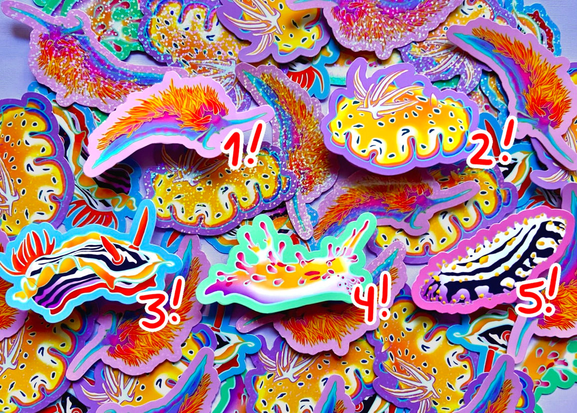 Nudibranch Sea Slug Sparkle Sticker
