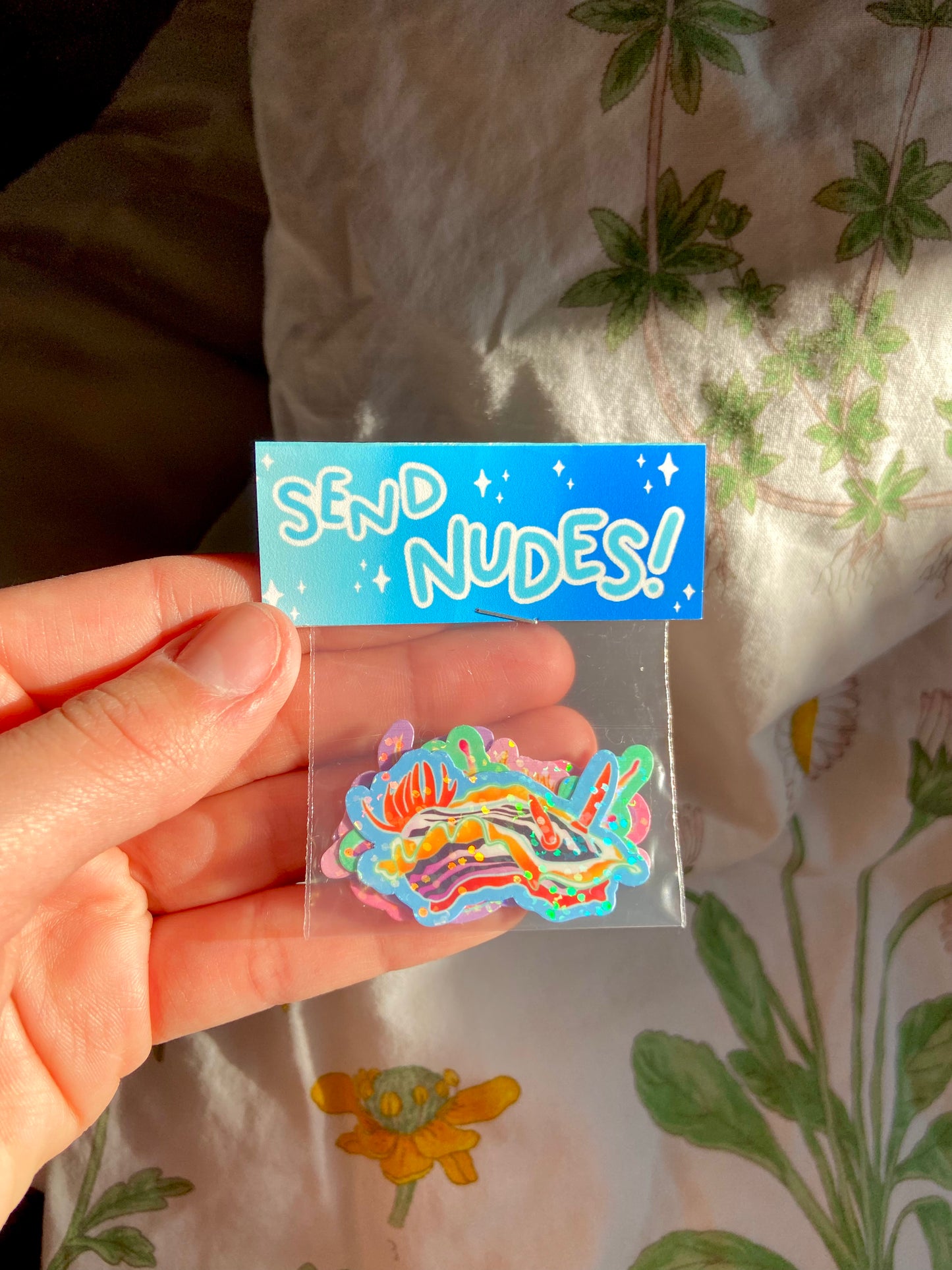 Mini Nudibranch Sea Slug Sparkle Sticker