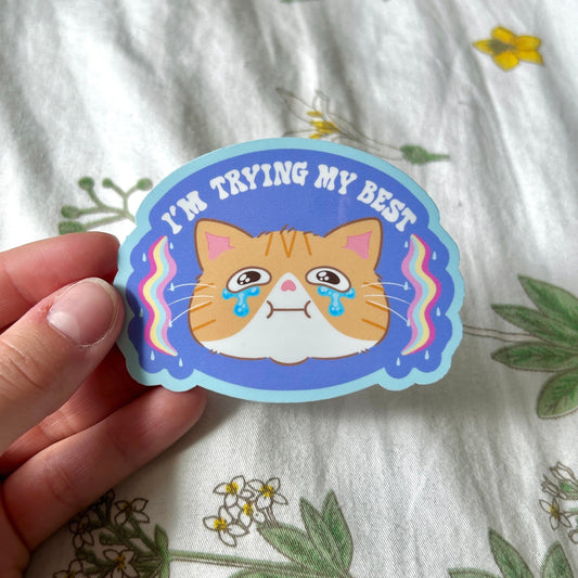 I'm Trying My Best Cat Sticker